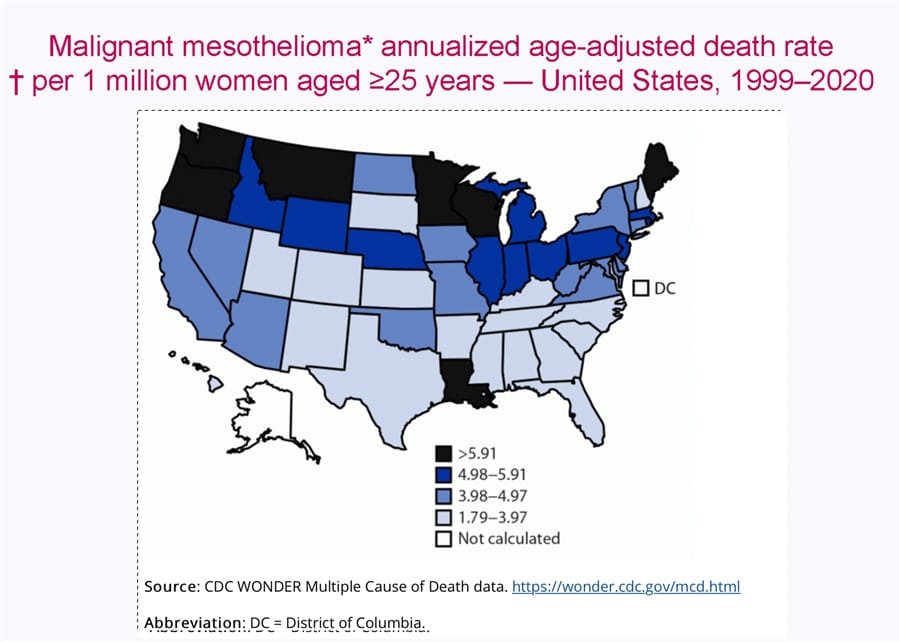 Mesothelioma, women, health care, homemaking
