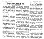 Occupational Disease: A Period of Convalescence or an Era of Epidemic